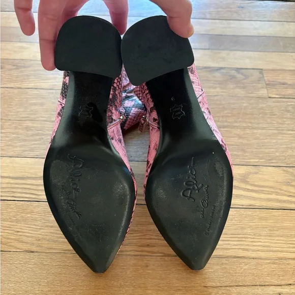 Alice + Olivia Pink Snake-Print Boots - Picture 6 of 7